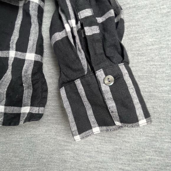 Talbots Women Irish Linen Button Up Shirt Size 18 Black Plaid Beachy Capsule - Picture 10 of 10